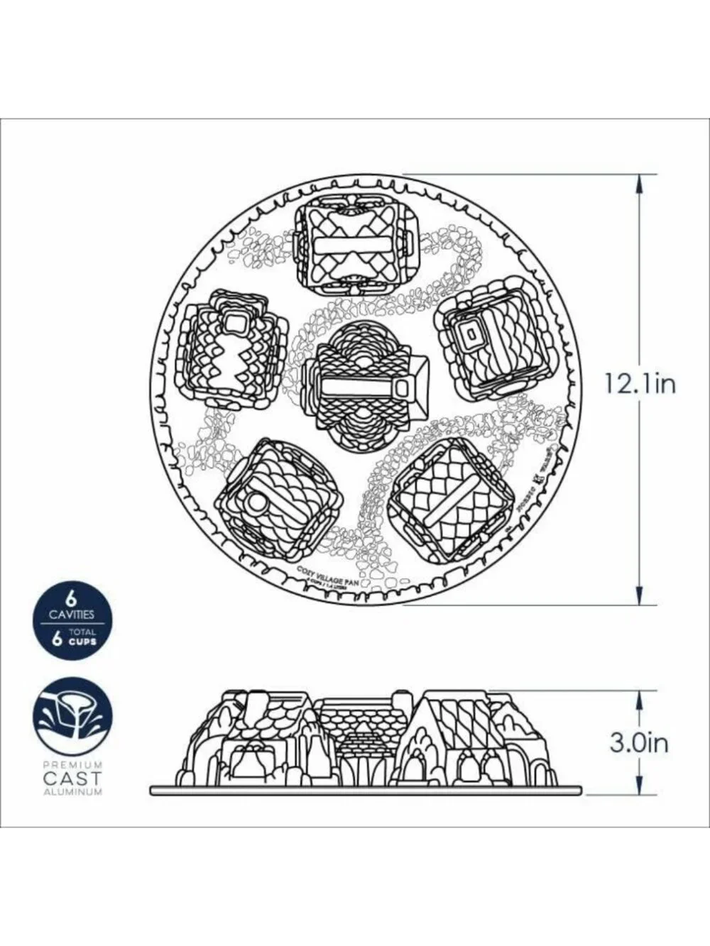 Cozy Village Gingerbread House Mold, 6-Cup Bakeware for Holiday Treats